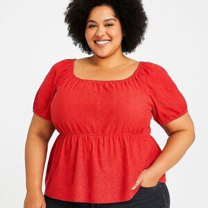 Lane Bryant Romantic Boho Coral Pink Summer Style Peplum Blouse Plus Size 18/20